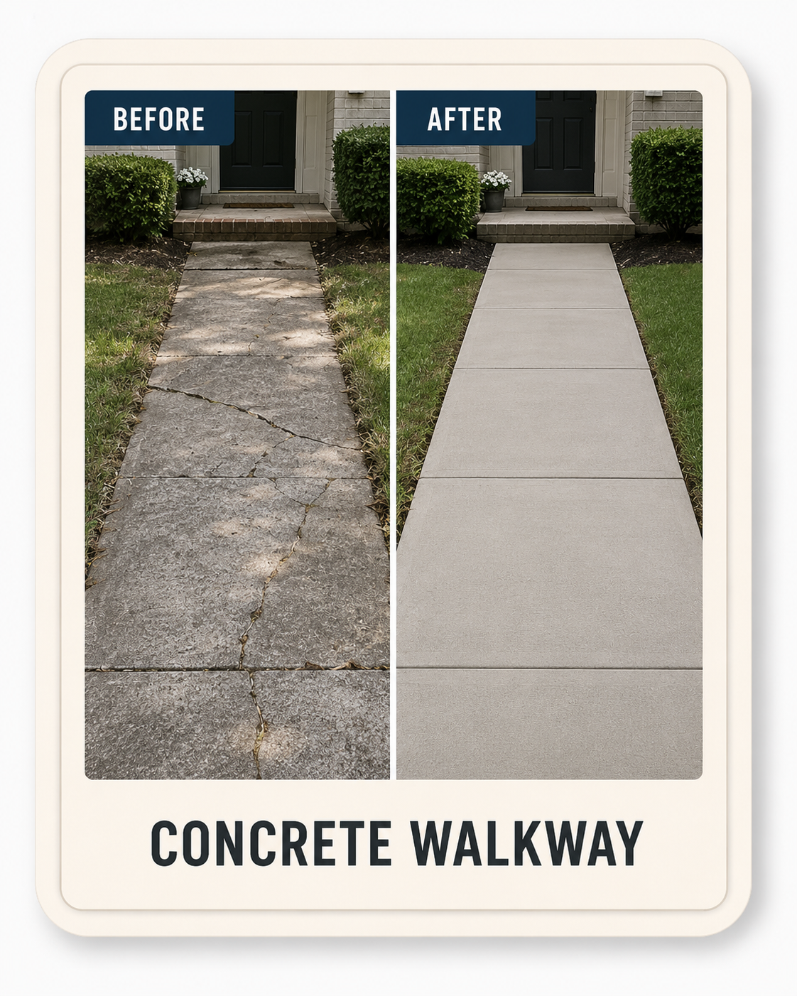 Concrete walkway before and after example
