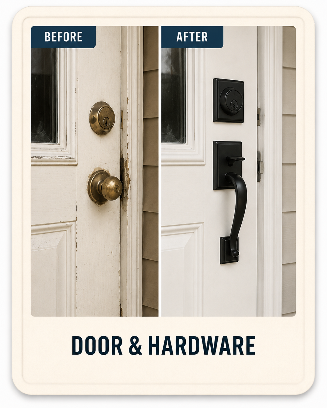 Door and hardware before and after example