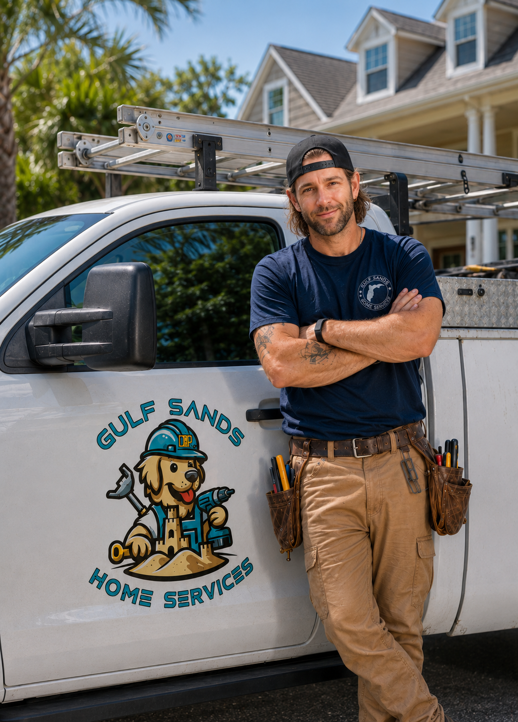 Tommy with a Gulf Sands Home Services work truck