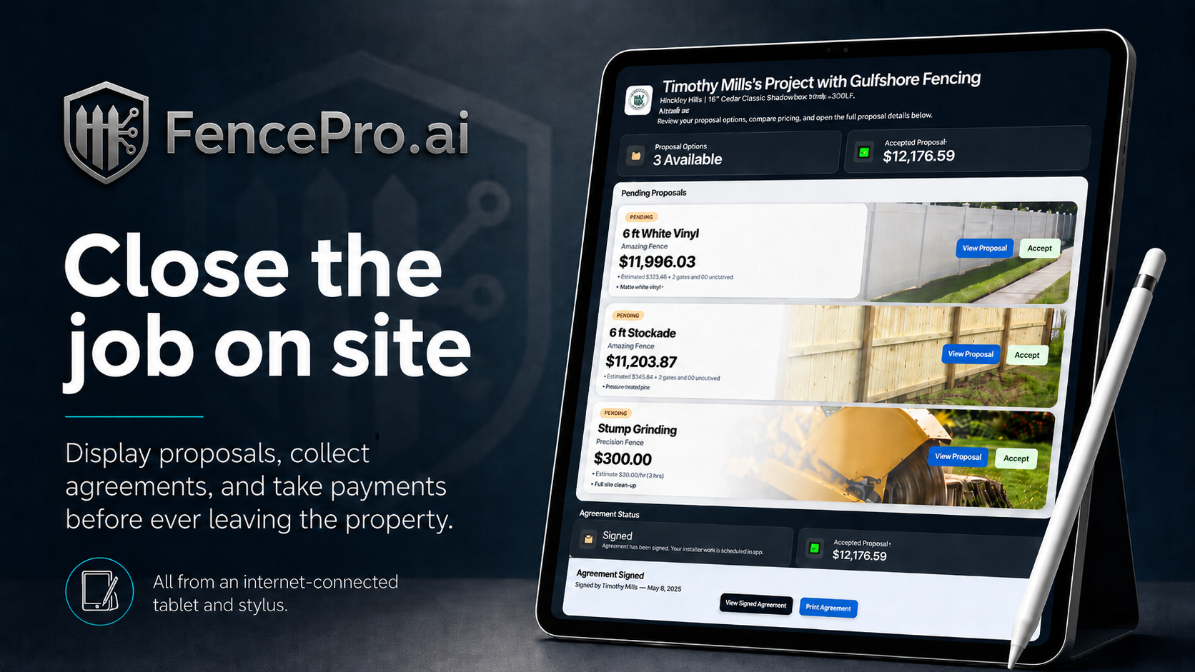 FencePro.ai close the job on site tablet workflow